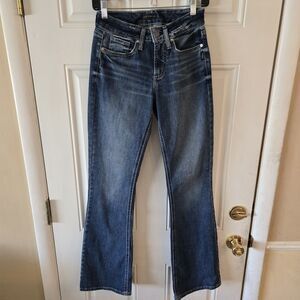 Silver Jeans Co Suki Bootcut Jeans 26x33 Western Mid Rise Stretch Embroidered